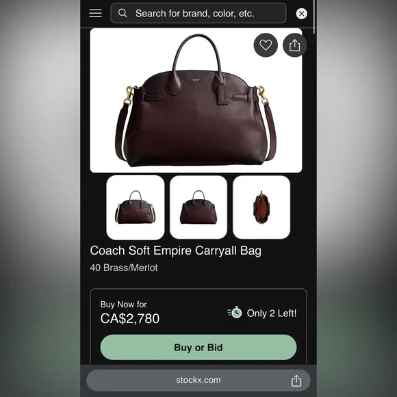 Coach Empire Caryall 40 in brass Merlot - Picture 6 of 6